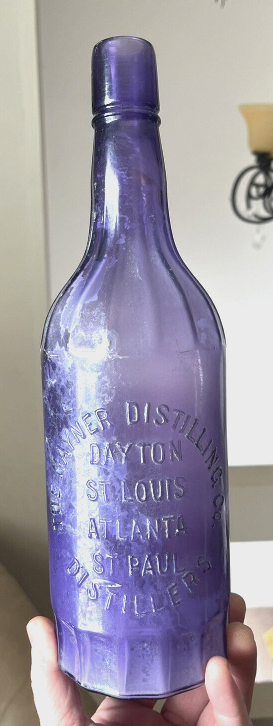 NICE AMETHYST COLORED QUART HAYNER WHISKEY BOTTLE 4 CITIES 1905 ERA DUG L@@K