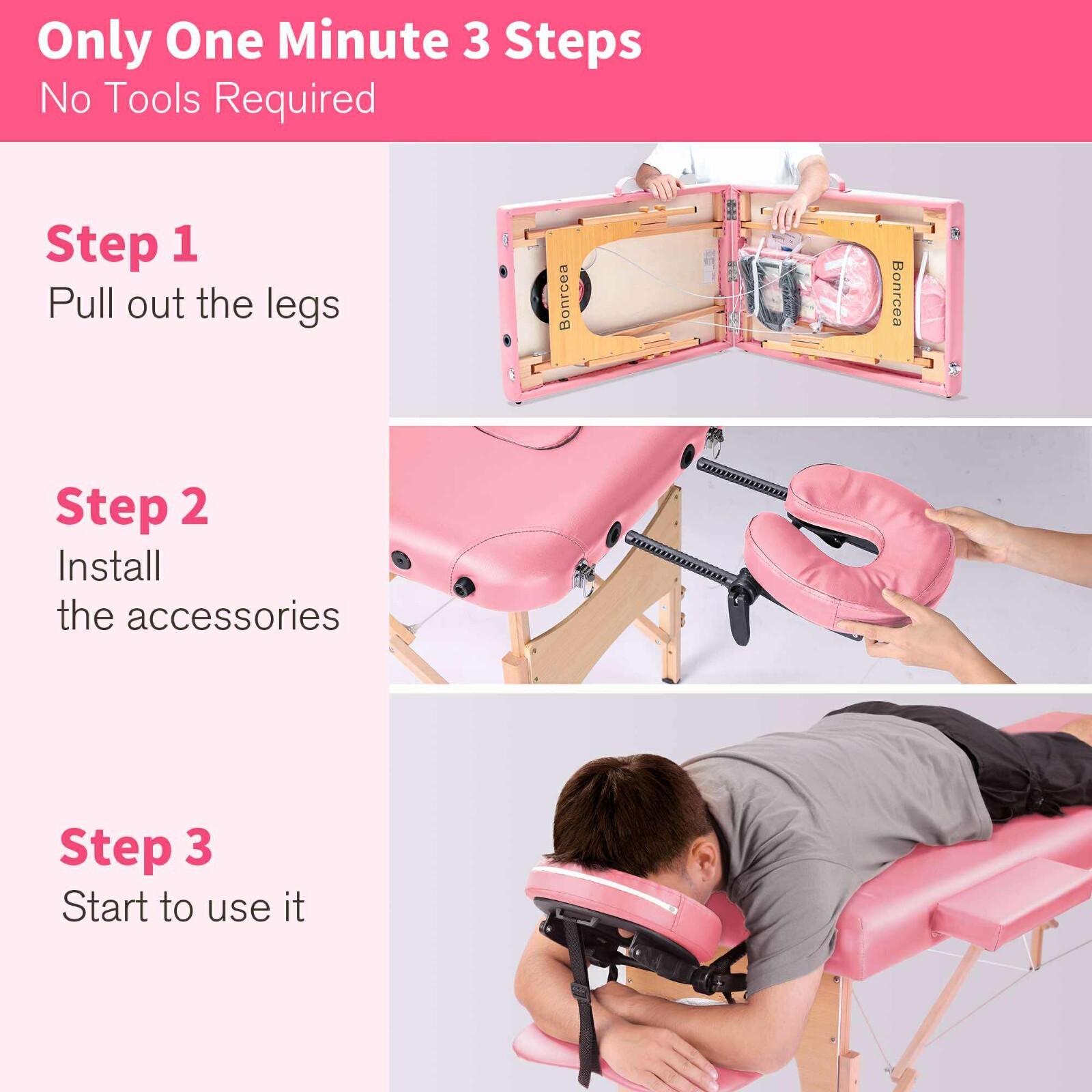 Portable Massage Bed Lash Bed with Carrying Case SPA Table Height Adjustable