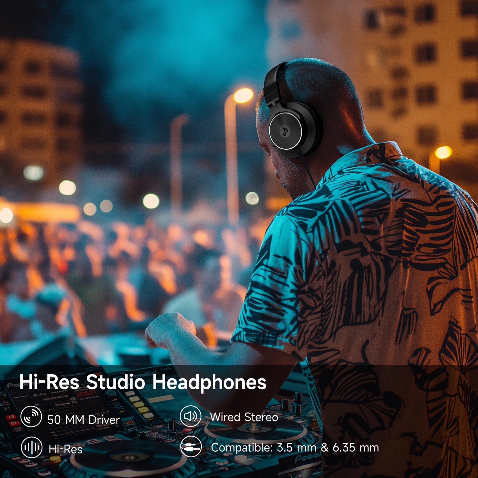 Rumoon Wired Headphones Over Ear, Studio Monitor Mixing DJ Headphones with 5...
