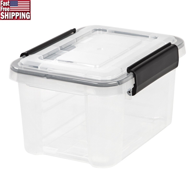 WeatherPro Storage Container Box 6.5 Quart Stackable Clear Bin W/ Latching Lid