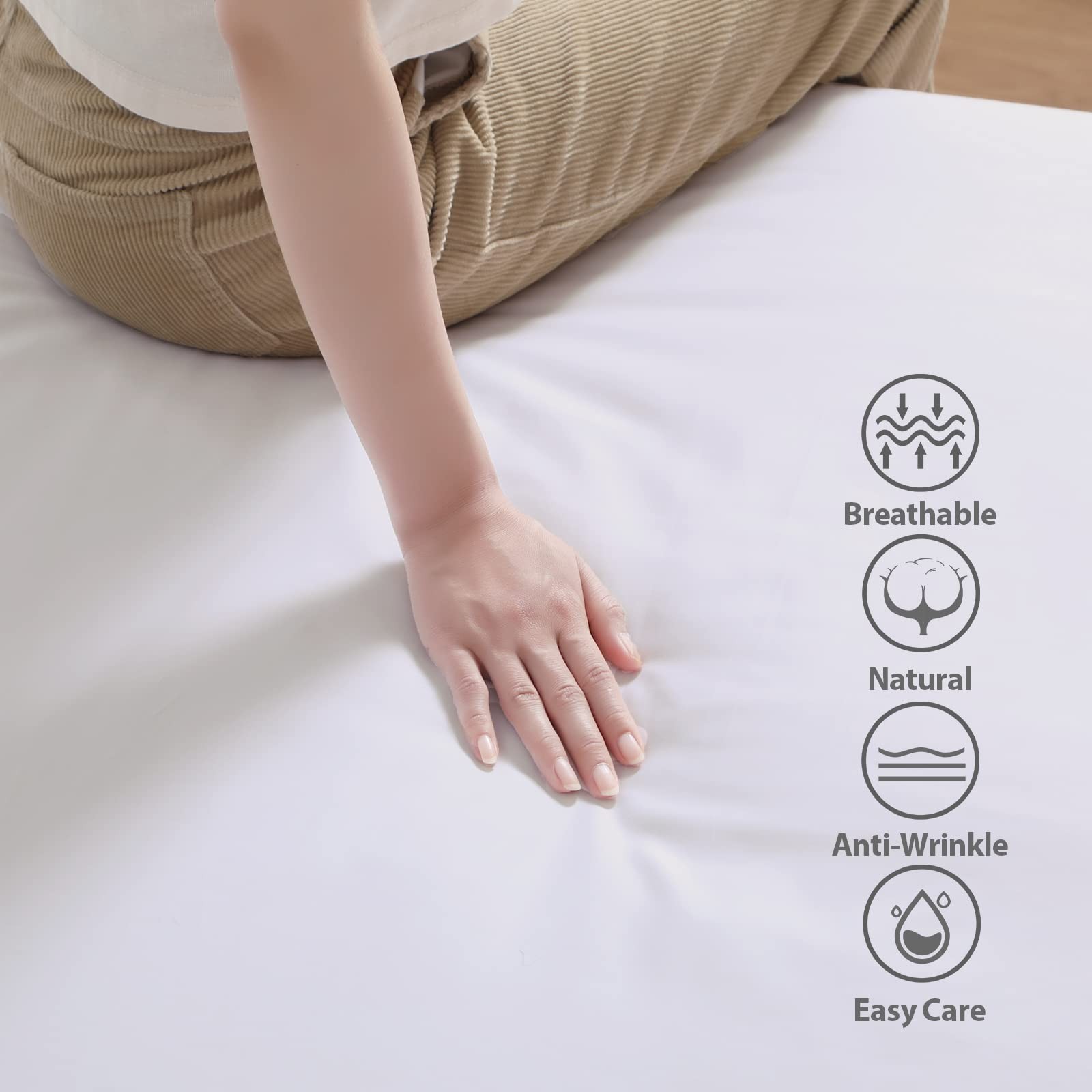 100 Egyptian Cotton Fitted Sheet Full Size White, 600 Thread Count, 8-16 Deep...