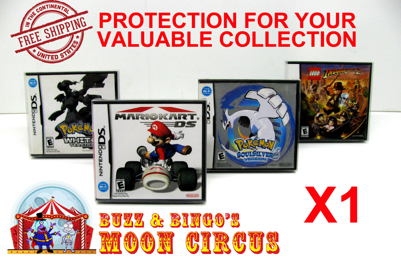 1x NINTENDO DS CIB GAME BOX -CLEAR PLASTIC PROTECTIVE BOX PROTECTOR SLEEVE CASE
