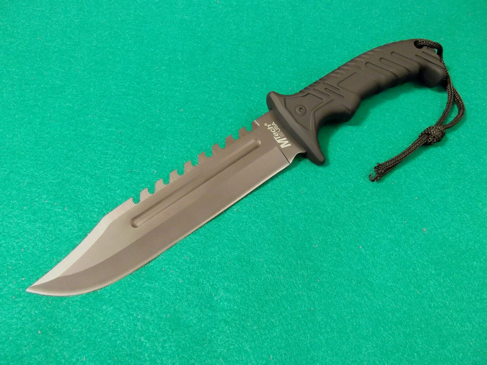MTech MT-20-57BK Black Sawback Bowie fixed blade knife 11 1/5" overall MT2057BK