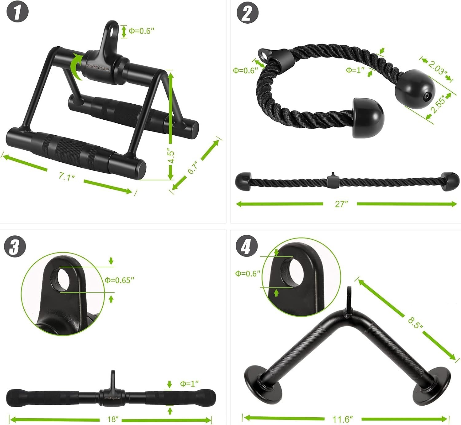 Complete Cable Machine Accessory Set - 8 Solid Steel Attachments for Workouts
