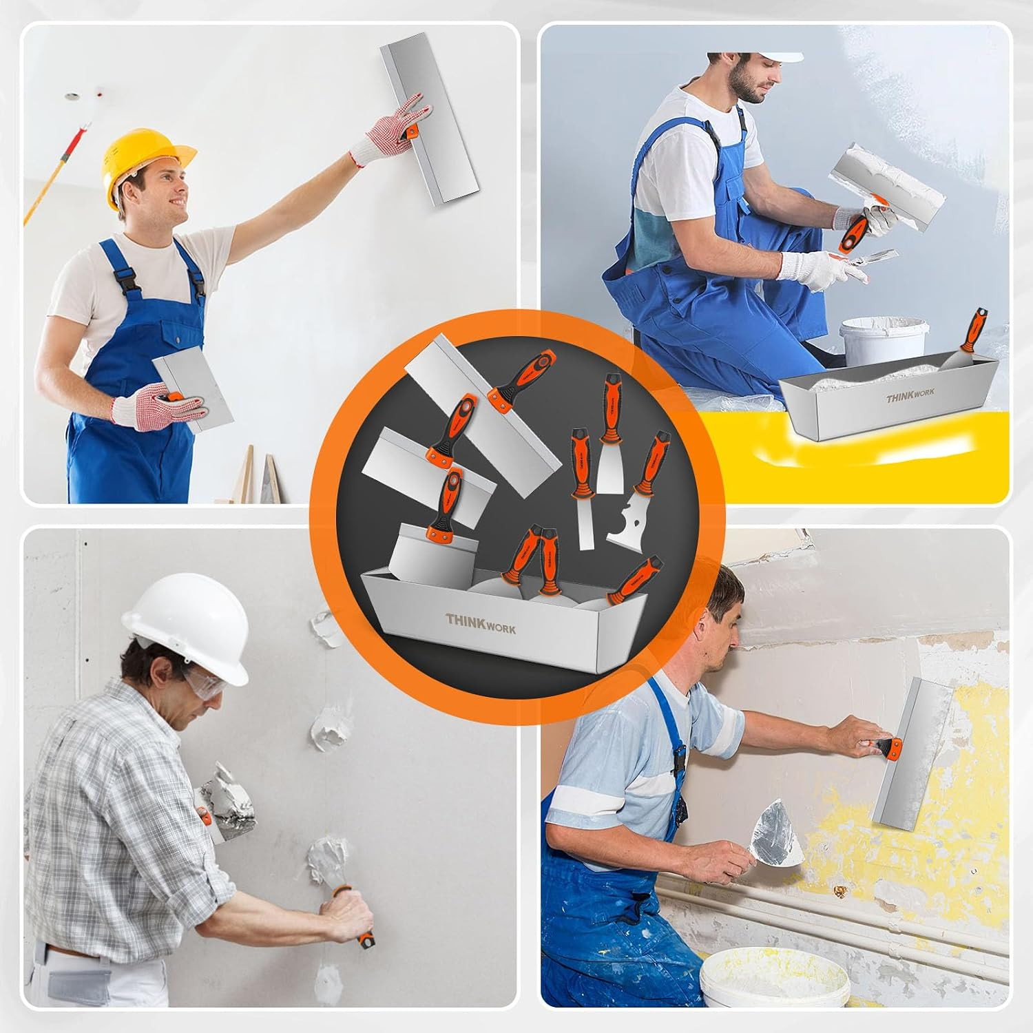 Drywall Knife Set, 10Pcs Drywall Tools Kit Include Putty Knives, Taping Knives,