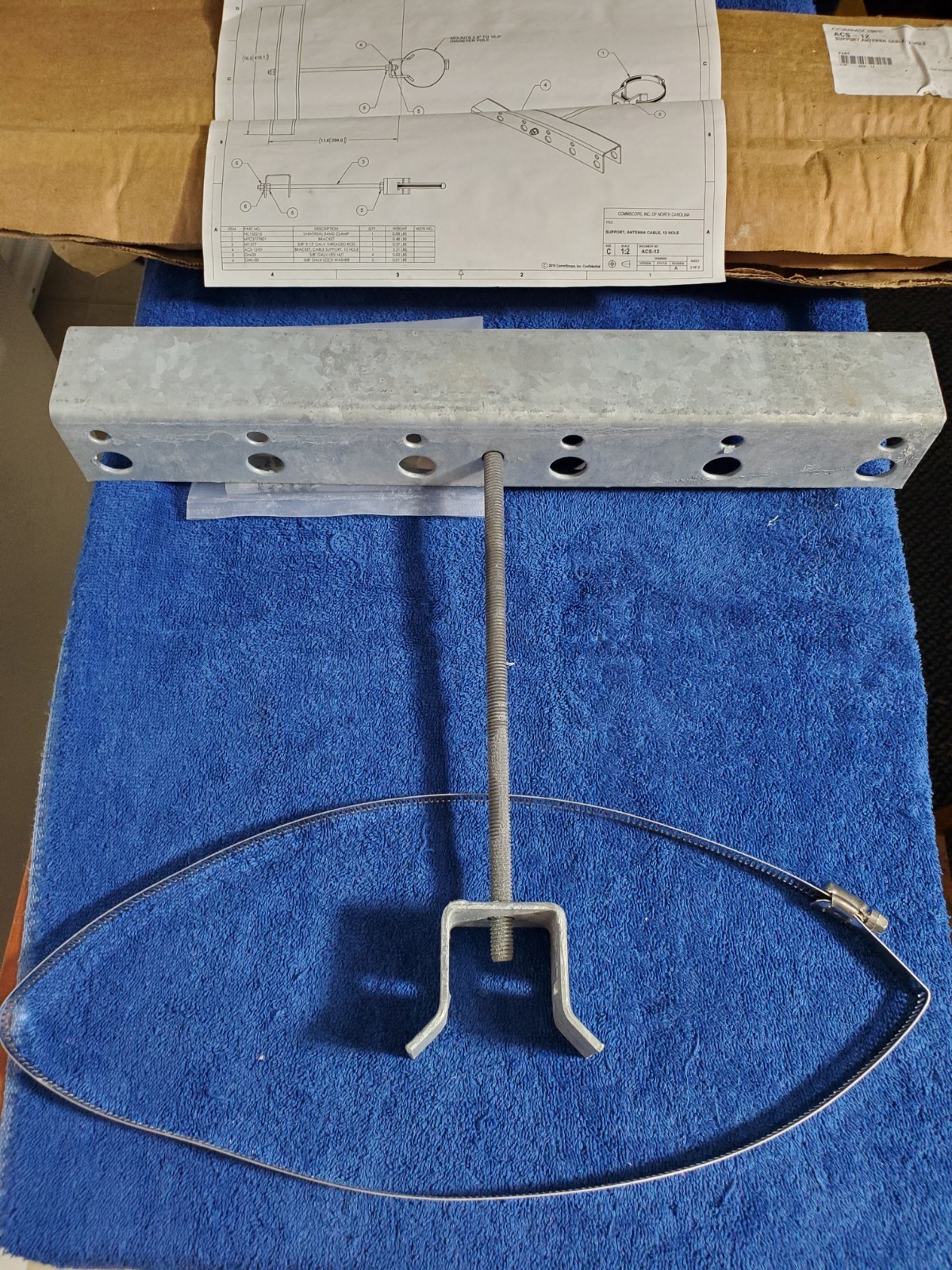 Commscope Cable Support Bracket (12) 3/4" Hole For Snap-In Antenna Lines ACS-12