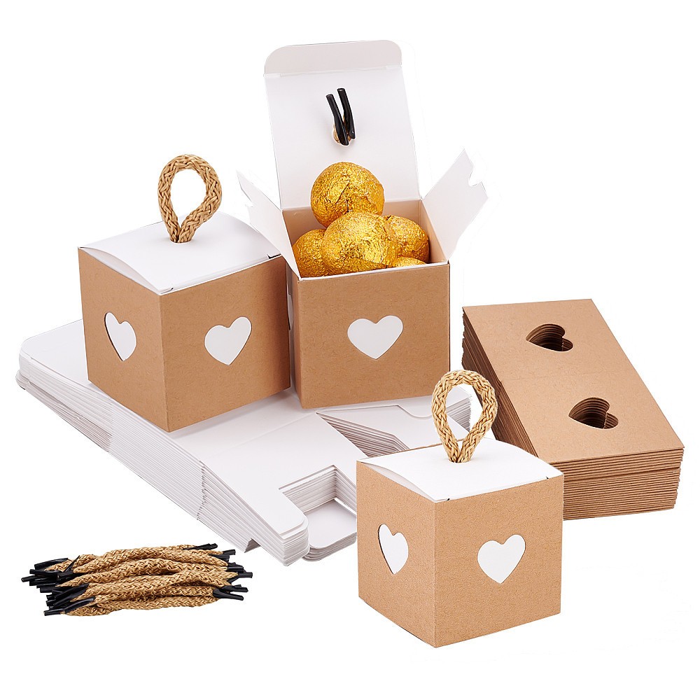 1box 30pcs Kraft Paper Favor boxes Cube Gift boxes Wedding Favour Paper box