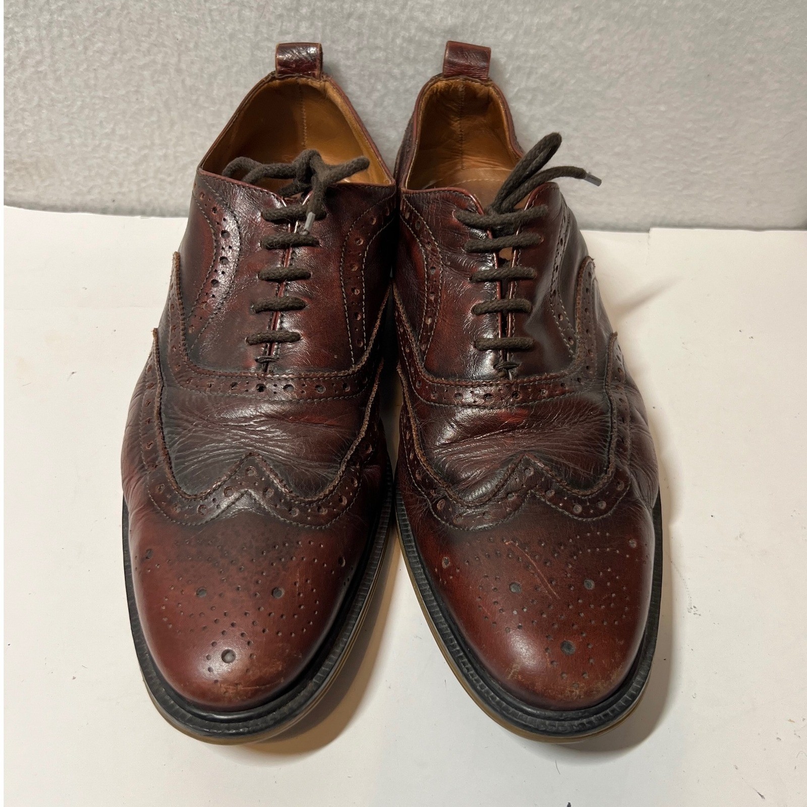 Burberry Brown Leather Wingtip Brogue Dress Shoes Size 41  US 8