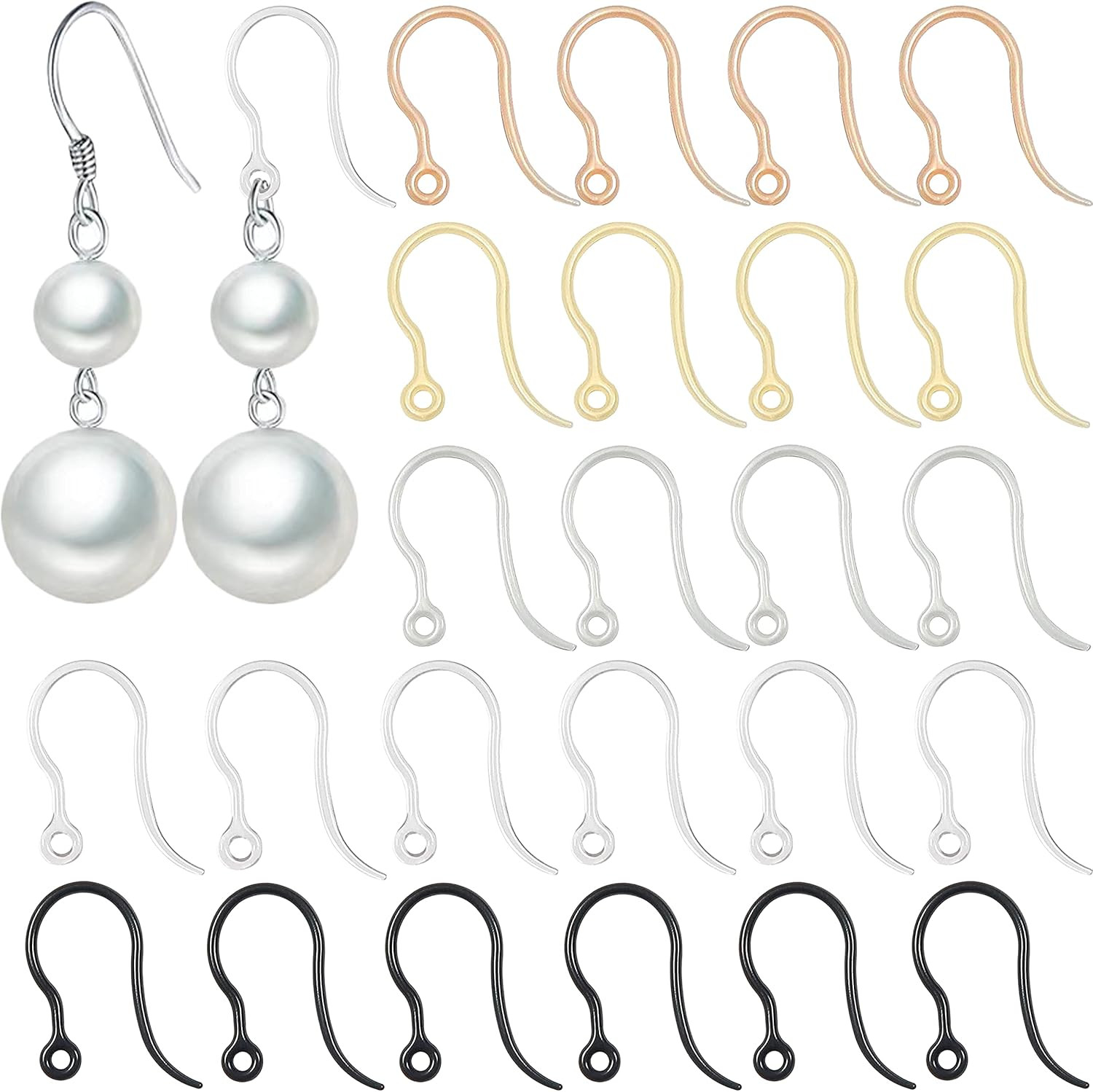 60Pcs Safety Non-Allergenic Plastic Earring Hooks Ear Wire anti Allergy Hooks Ea