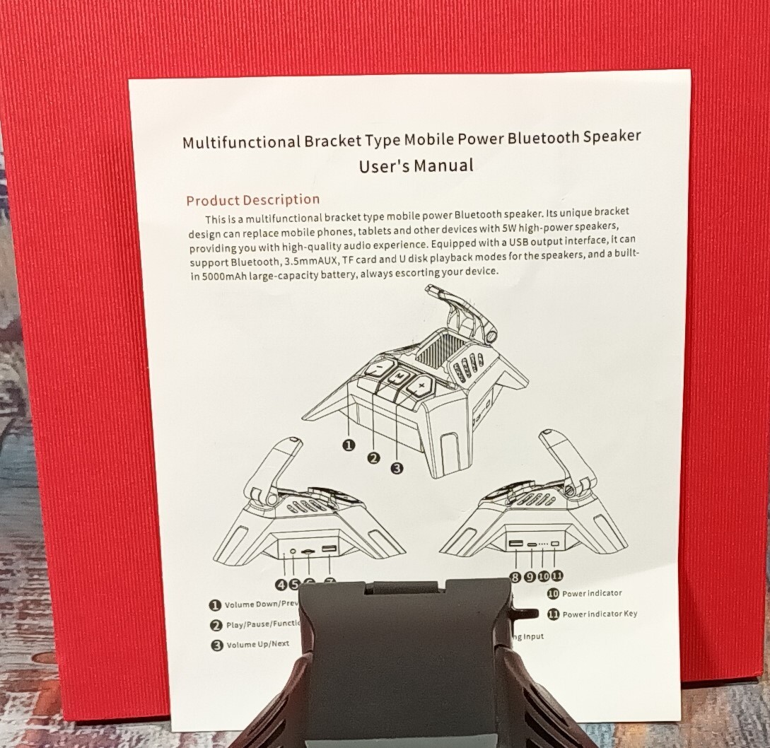 Multifunctional Bracket Type Mobile Power Bluetooth Speaker - Open Box