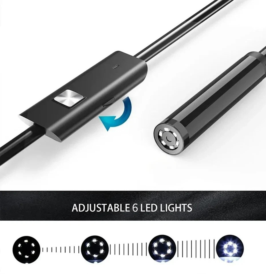 6LED USB Snake Endoscope Borescope HD Inspection Camera Scope For Android Type C