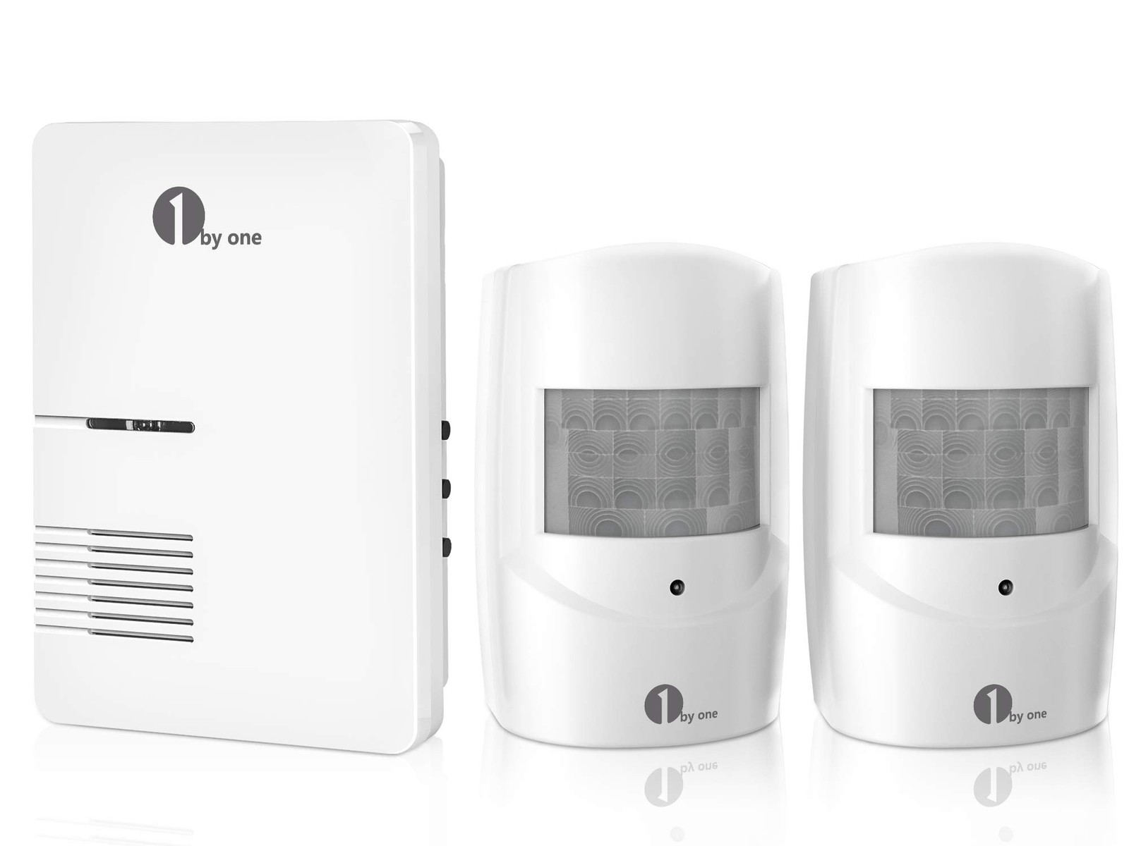 1byone Driveway Alarm, Home Security Alert One Receiver Two Sensors, White