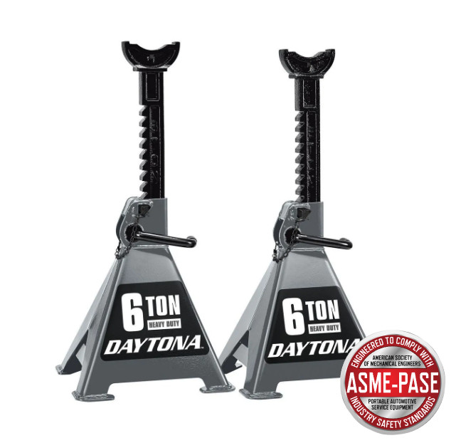DAYTONA 6 Ton Heavy Duty Ratcheting Jack Stands, Slate Gray