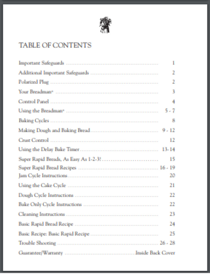 Breadman Cool Touch Automatic Bread Maker Machine Owner and Recipe Manual 52 pgs