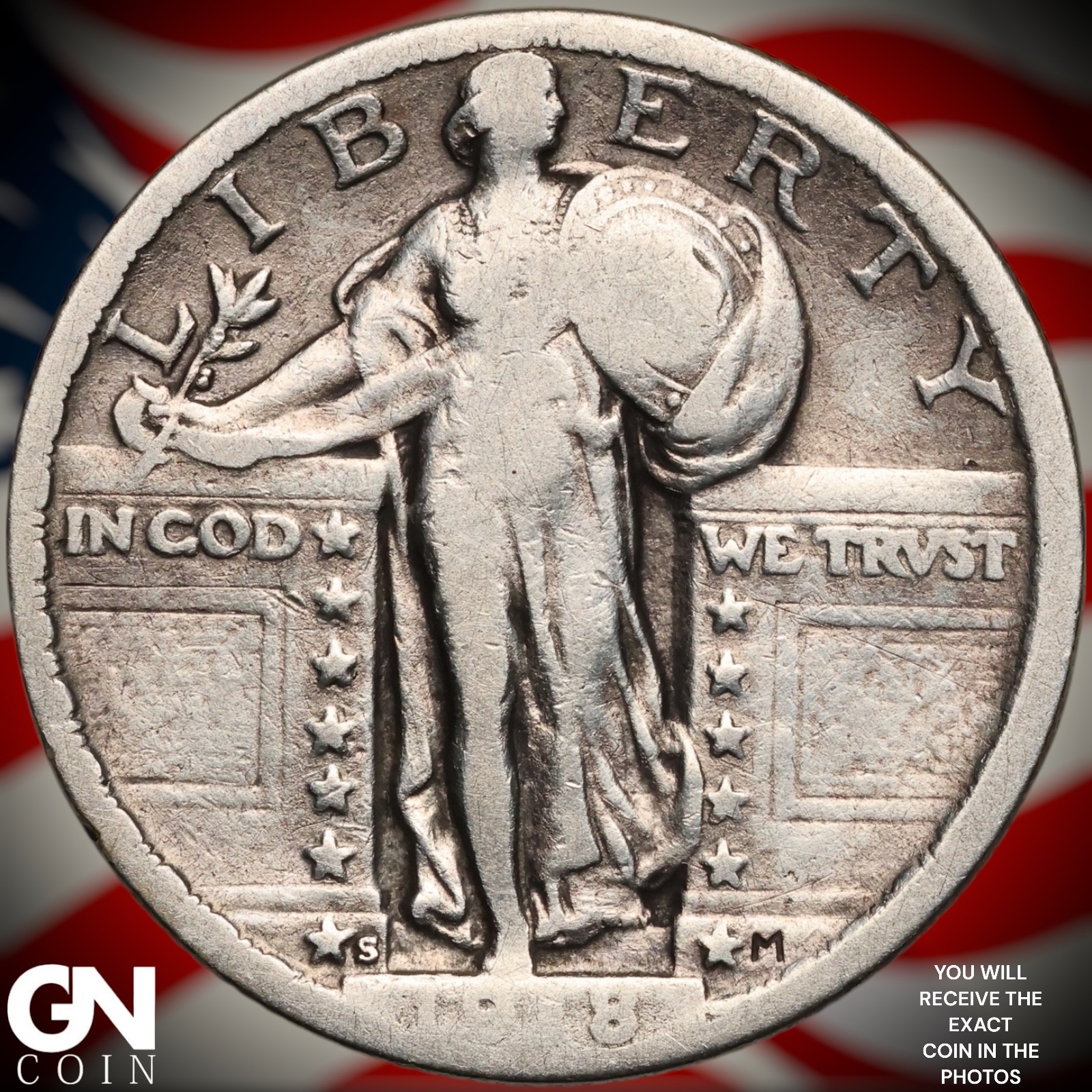 1918 S Standing Liberty Quarter B1789