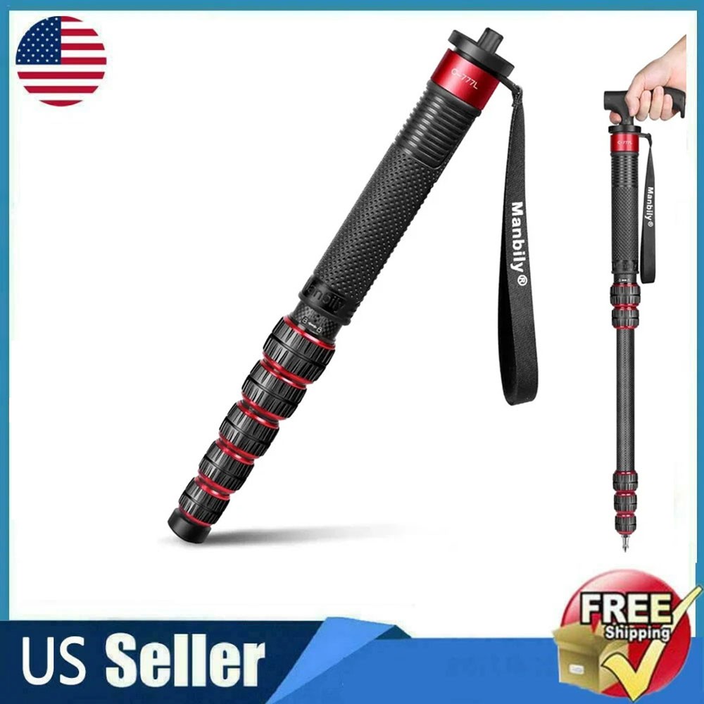 Manbily Camera Monopod Carbon Fiber 36mm Large Tube, Max 40lbs, 44cm-174cm (RED）