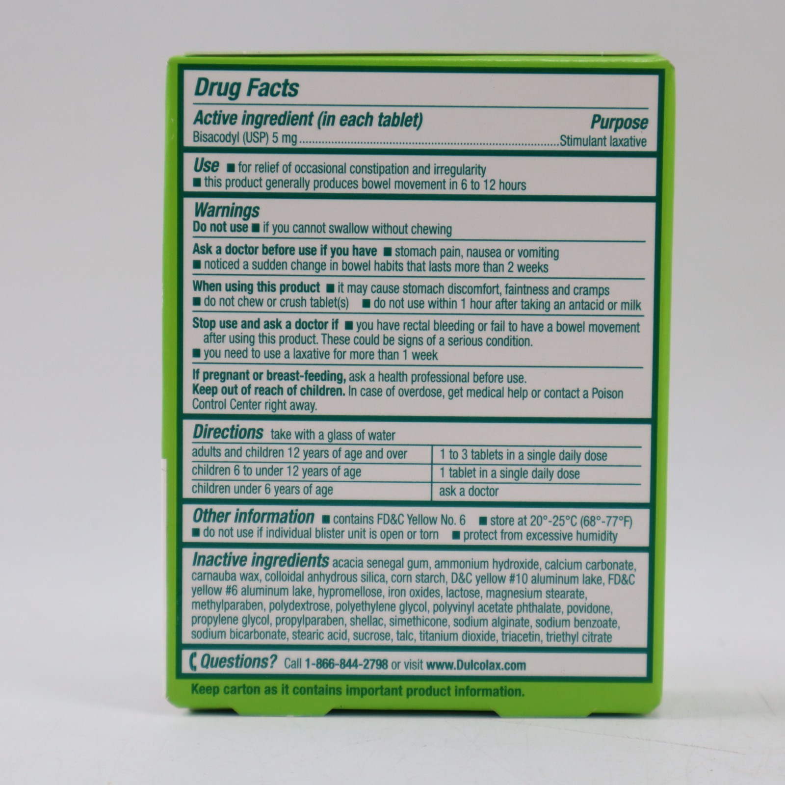 Dulcolax Laxative Tablets 5mg Overnight Constipation Relief 50 Ct EXP 06/2026+