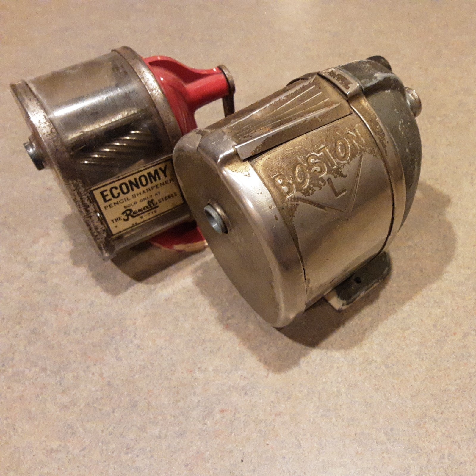 Vtg Boston Model L Manual Hand Crank Pencil Sharpener Desk or Wall Mount Lot 2