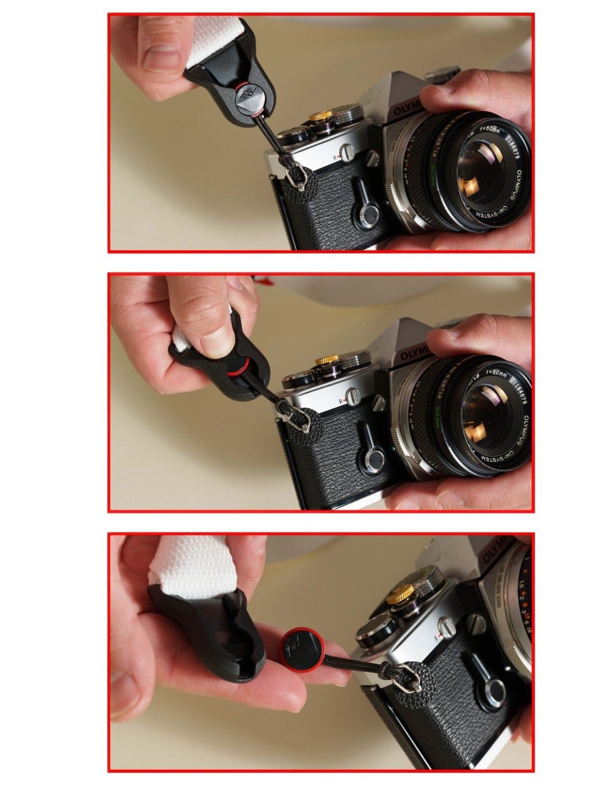 Handmade Off-White Cotton Adjustable Camera Strap + Peak Design Anchors 48”