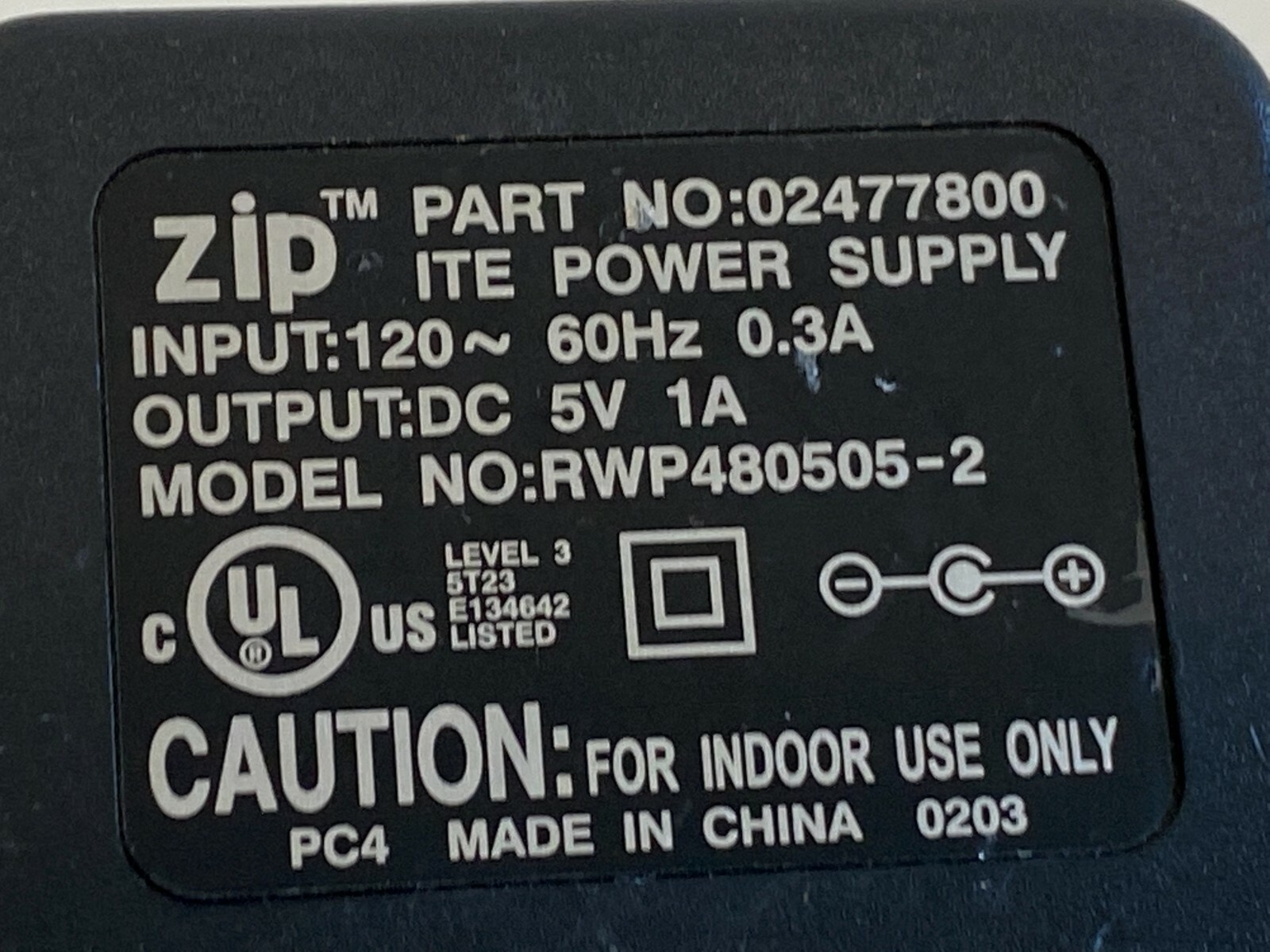 L15: ZIP ITE Power Supply/AC Adapter RWP480505-2