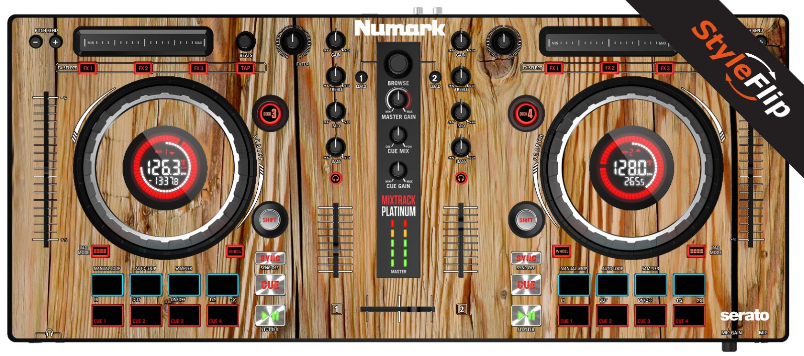 Numark Mixtrack Platinum Skin | Wood #4 | Protective Decal | StyleFlip Skins