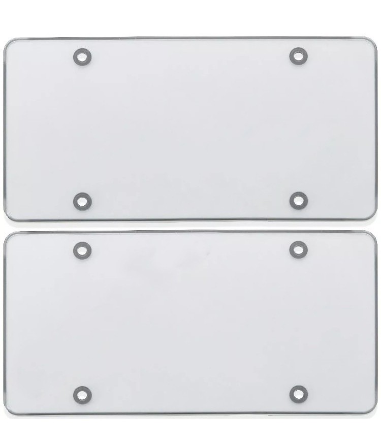 2 CLEAR FLAT LICENSE PLATE COVER BUG SHIELD PLASTIC PROTECTOR FOR CAR /AUTO TAG