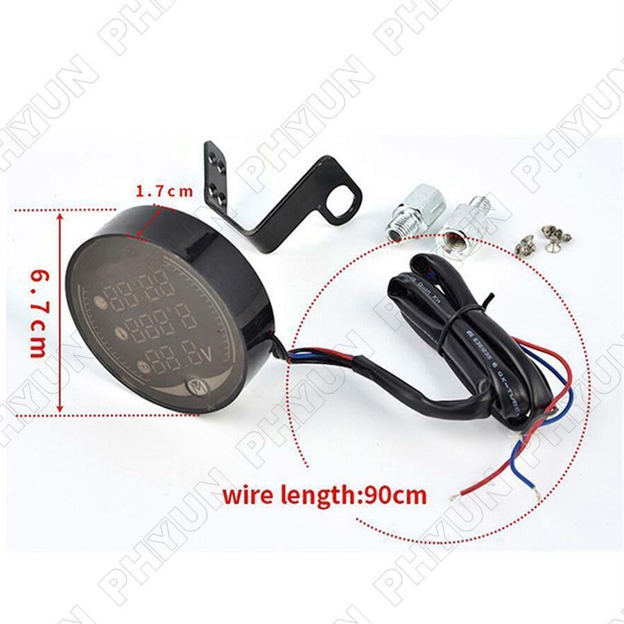 5 IN 1 Digital Motorcycle Water Temperature Voltage Meter w/22mm Sensor Adapter