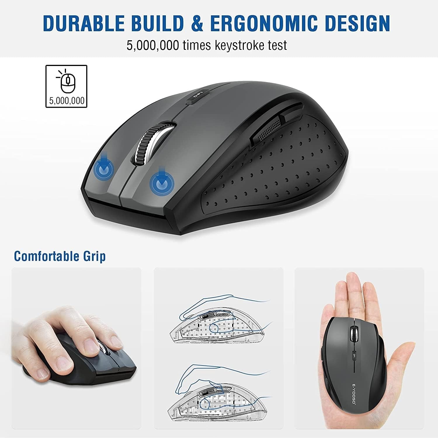 Wireless Mouse for Laptop, Portable Optical Computer Mouse, 6 Buttons, Cordle...