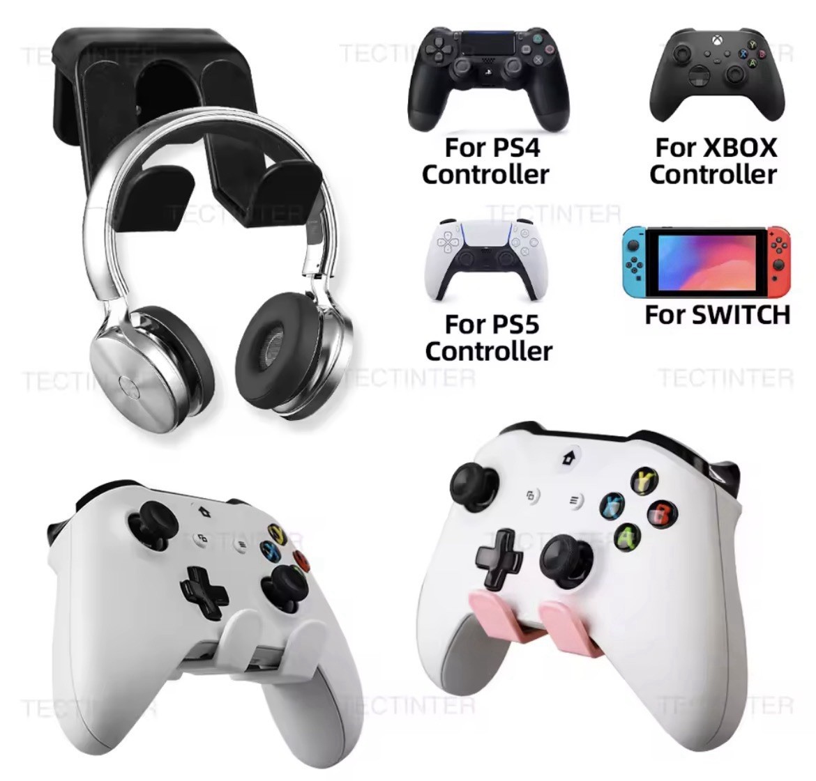 For Switch Pro/PS5/PS4/Xbox One Wall Mount Rack Bracket Hanger Holder Stand