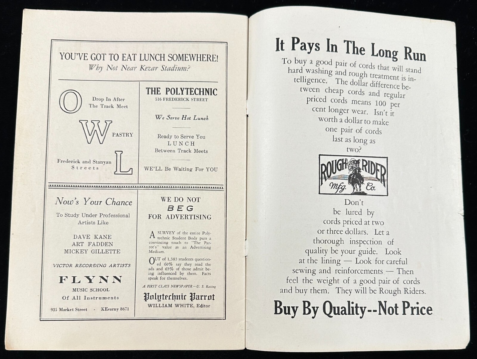 1929 SF High School AAA Track and Field Championships Official Program