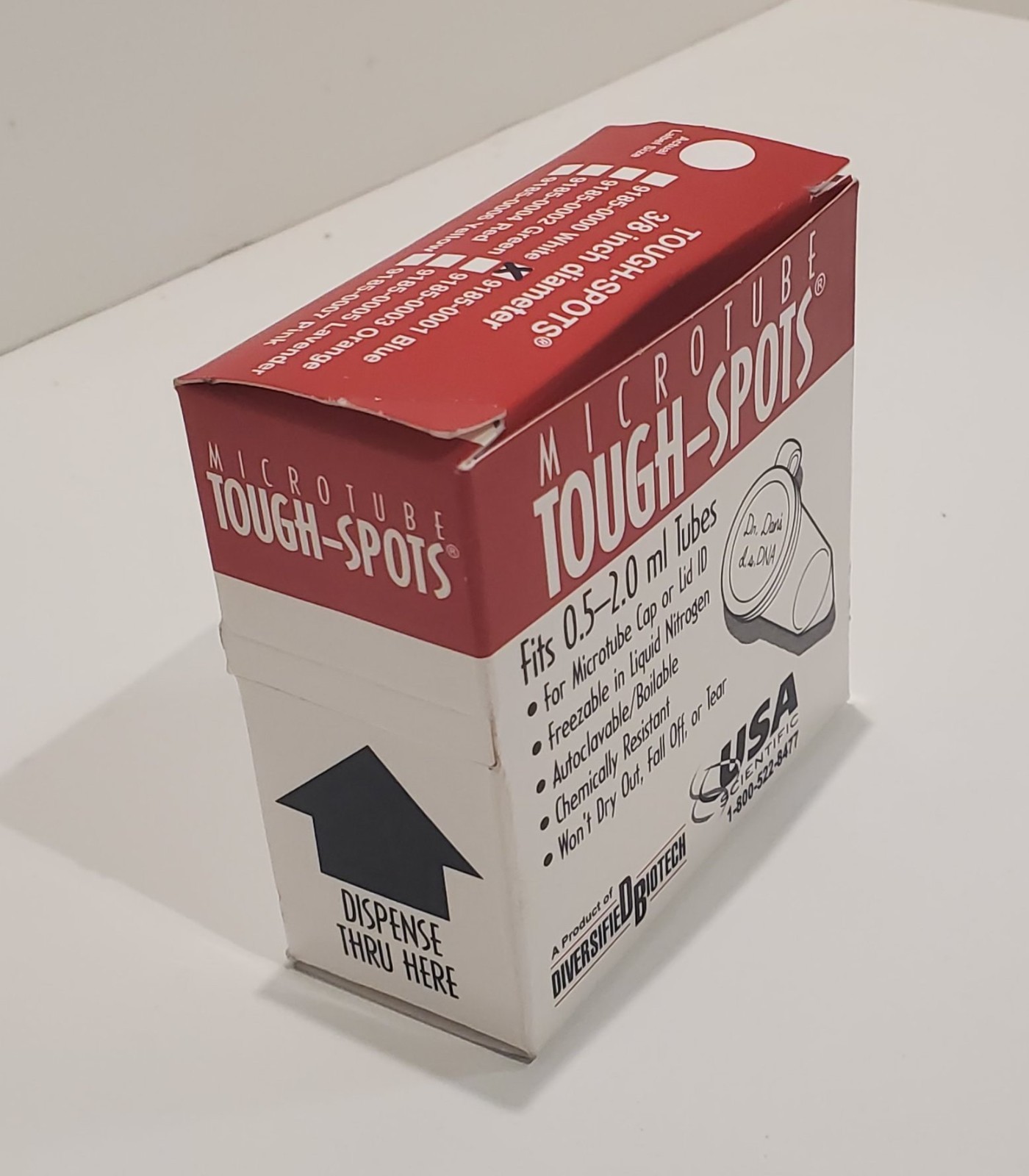 Diversified Biotech Microtube Tough-Spots Labels 9185-0001 3/8" Blue Dispenser
