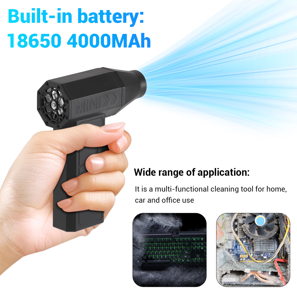 130,000 RPM Portable Mini Jet Turbo Fan Electric Air Blower Duster Cleaner US