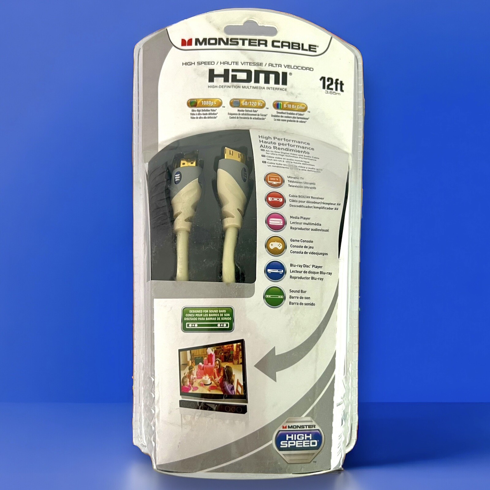 Monster Cable HDMI High Speed Definition Performance 12 Foot White Cable Sealed