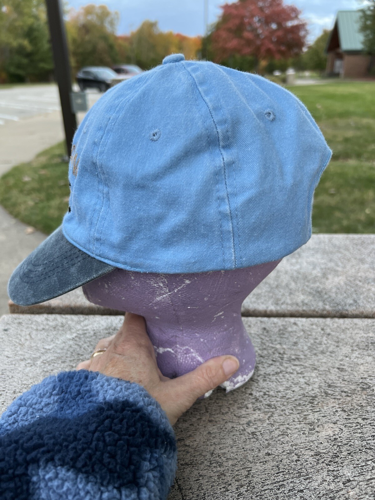 Atlantic Beach With Embroidered fishing Boat Hat Cap with Light Blue, Adj EDU