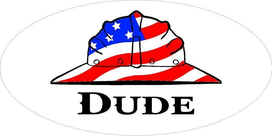 3 - Dude US Flag Hard Hat Lunch Box Oilfield Toolbox Helmet Sticker H260