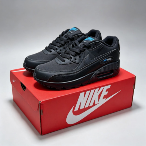 NIKE Air Max 90 "Black Blue" Basketball Shoes For Men US Size 8-12