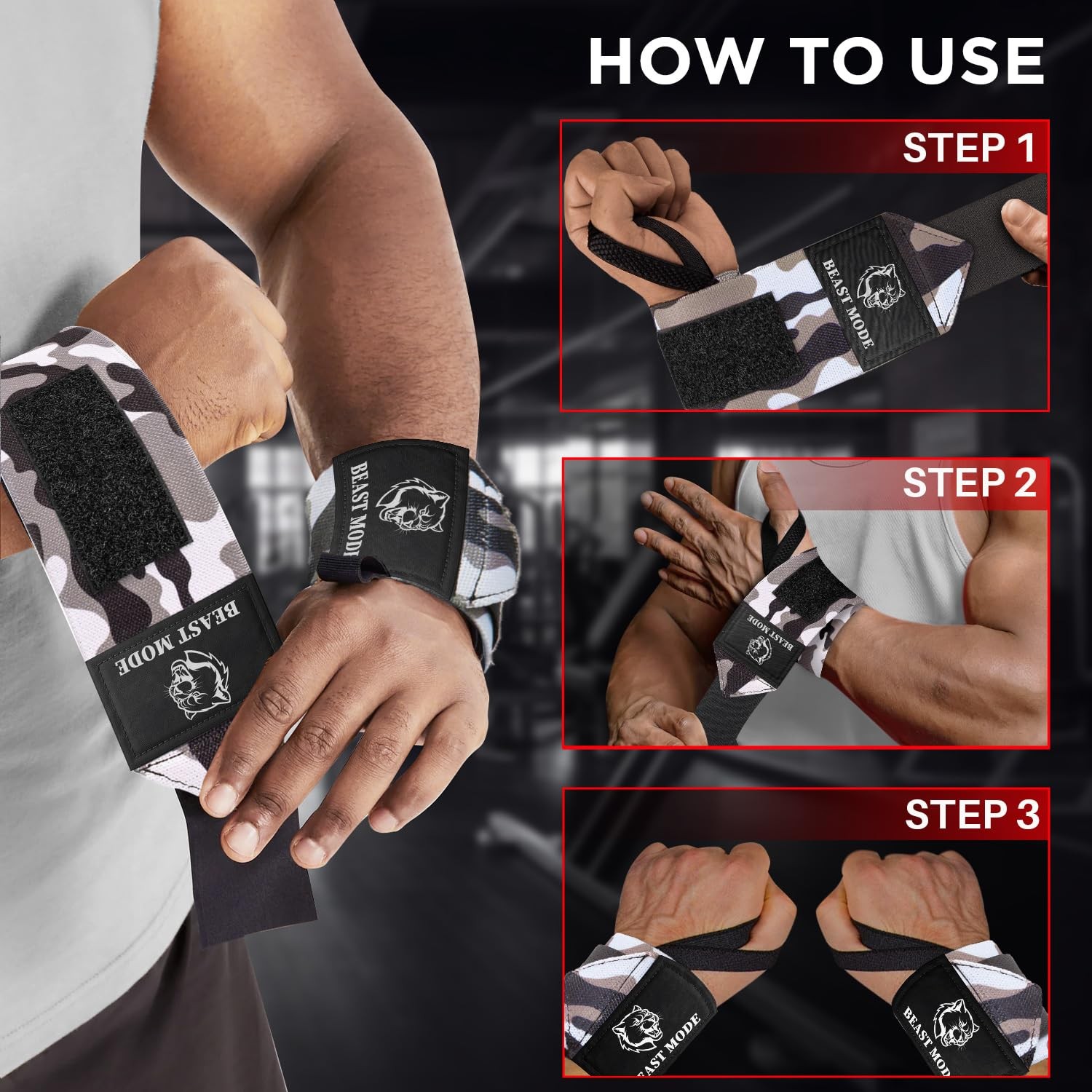 HeavyDuty Weightlifting Wrist Wraps with Thumb Loop for Powerlifting & Training
