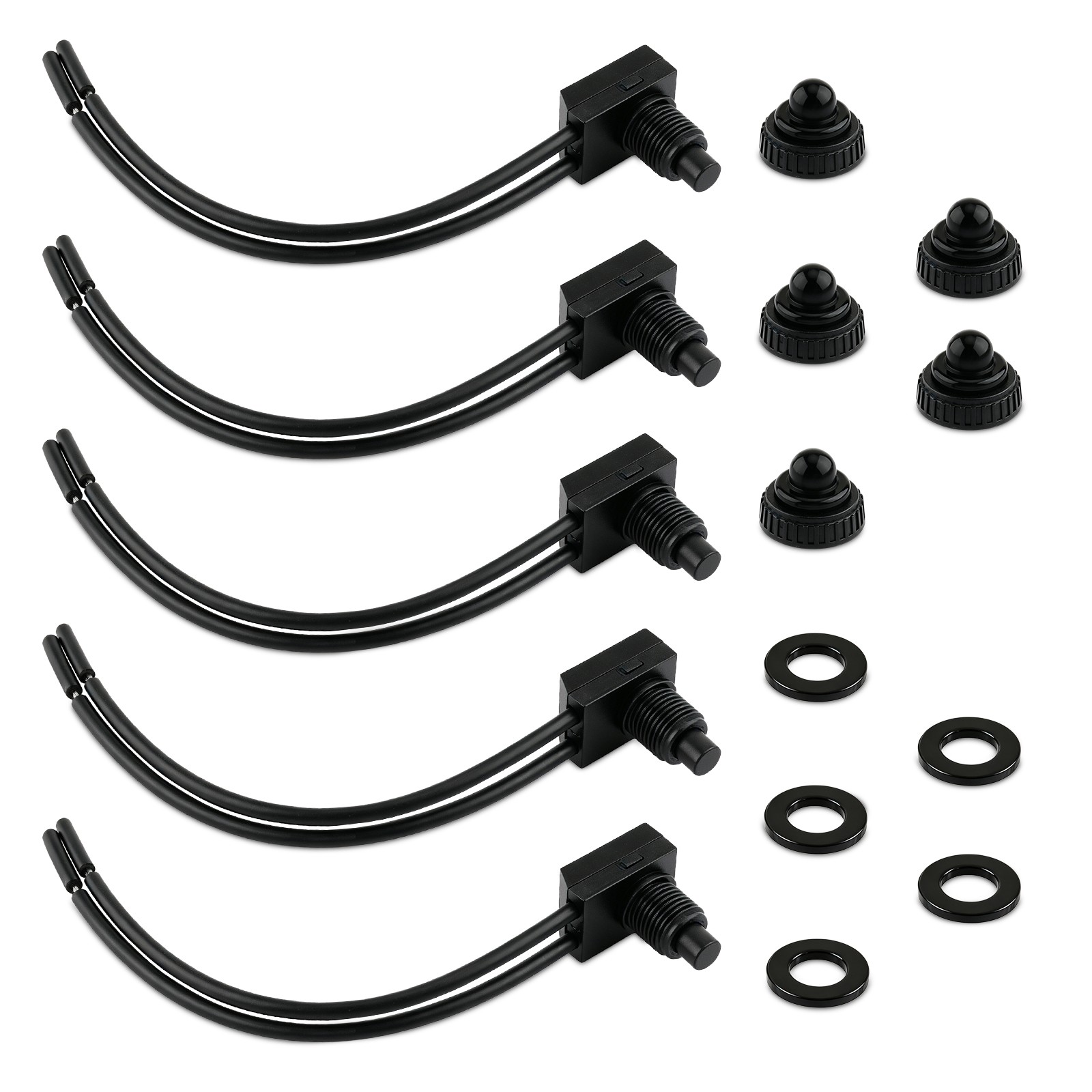 5pcs 12V 4" Wire Leads Waterproof On-Off Push-Button Switch for Motorcycle Car