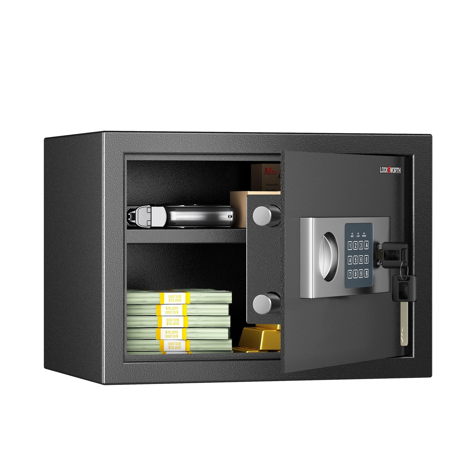 Locksworth Safe for Home, 0.6 Cubic Feet Safety Box, Lock Box for Money, Jewe...