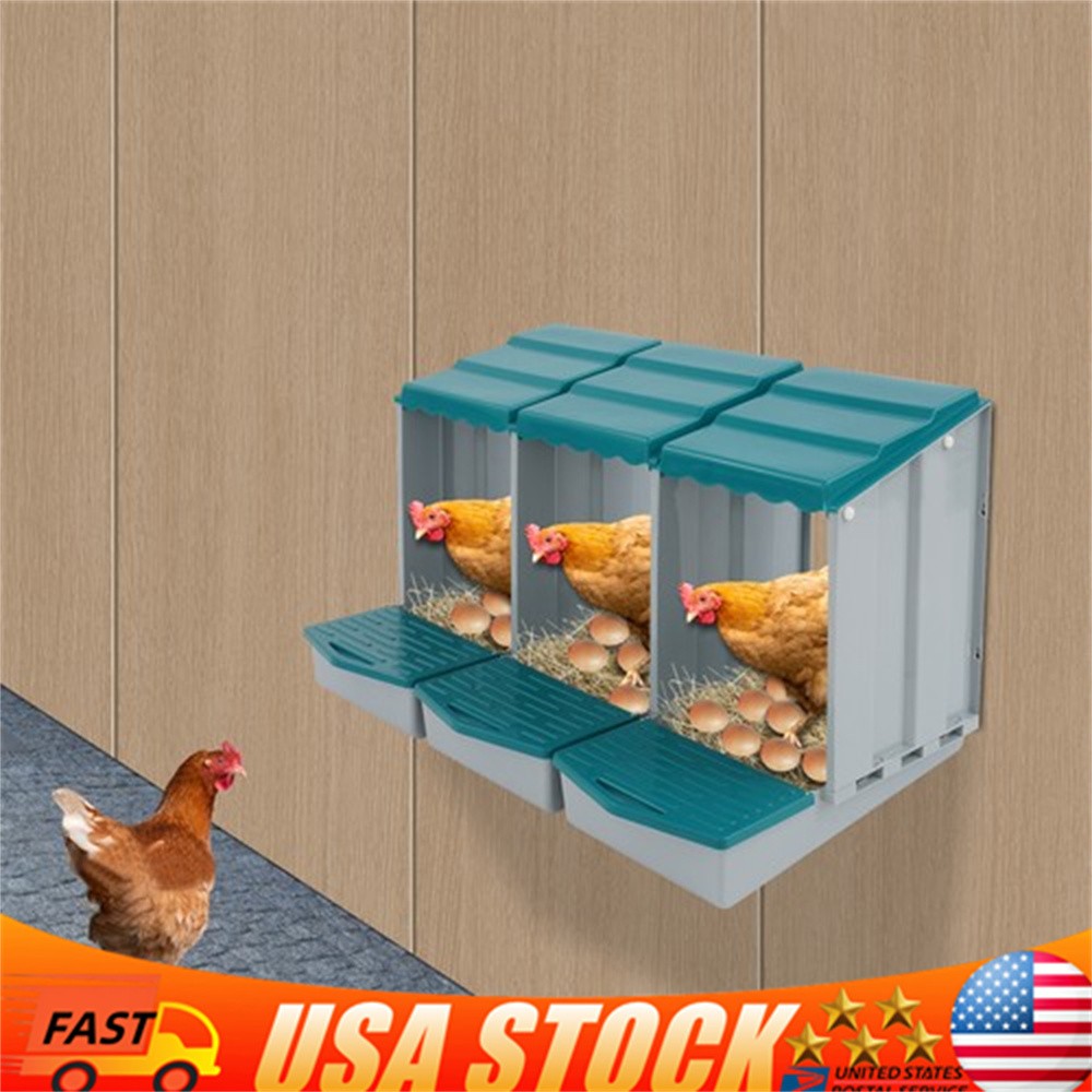 3 Compartments Hen Laying Box PP Chicken Egg Nexting Boxes for Chicken Coop