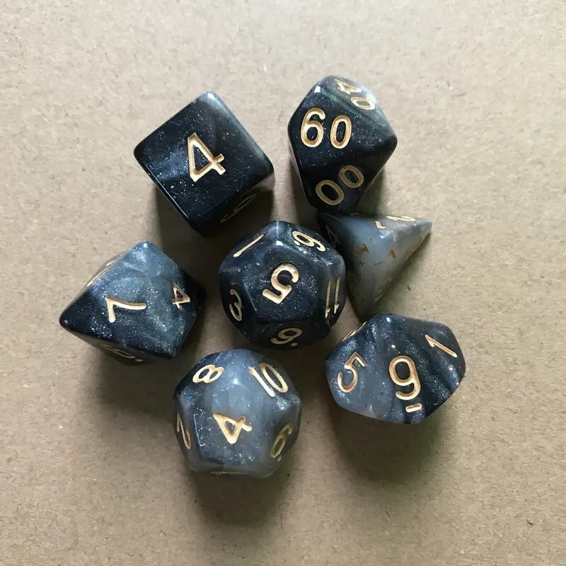 Dungeons & Dragons Dice Set Black Sparkle Galaxy Polyhedral D&D DnD RPG (41)