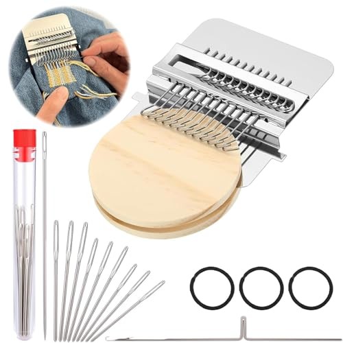 Knit Patch Loom Kit, Darning Loom Machine Type Mini Mending Tool, 12 Hooks