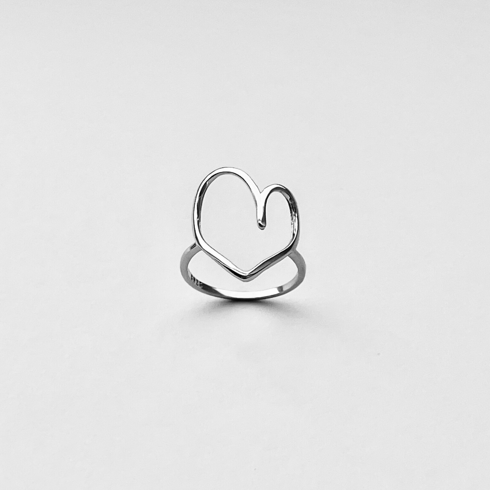 Sterling Silver Big Open Heart Ring, Delicate Ring, Silver Rings, Love Ring