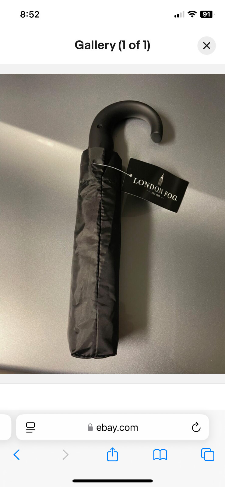 LONDON FOG UMBRELLA BLACK AUTO OPEN SUPER MINI  NWT
