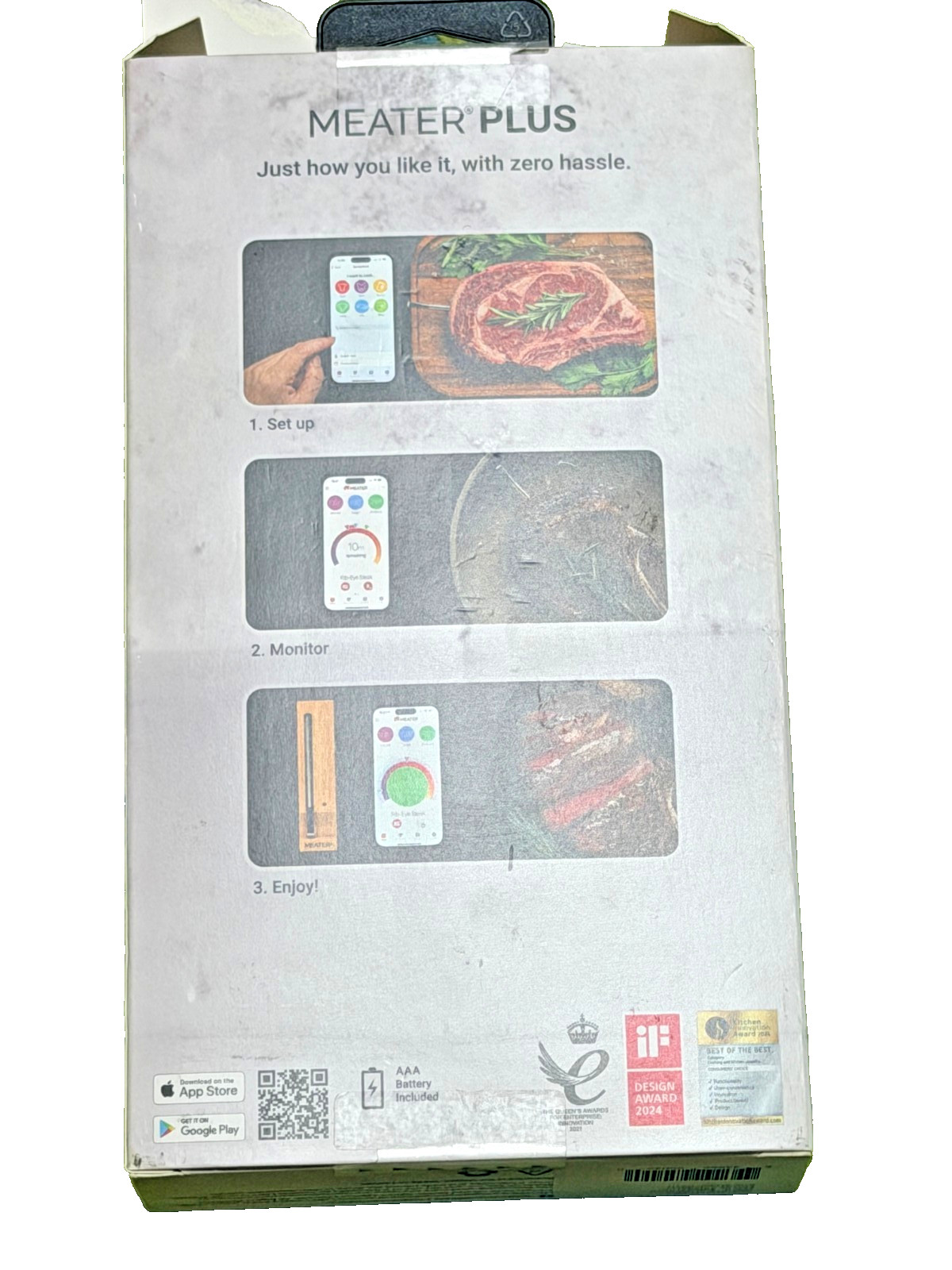 Meater Plus Wireless Smart Meat Thermometer RTU-MT-MP01 Bluetooth Phone App