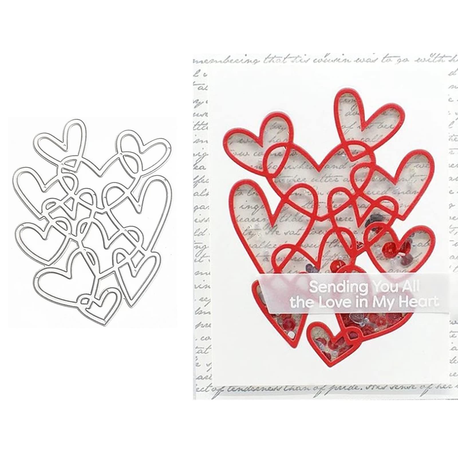 Hollow Heart Frame Metal Cutting Dies, Joy Heart Group Wedding Stencils for D...