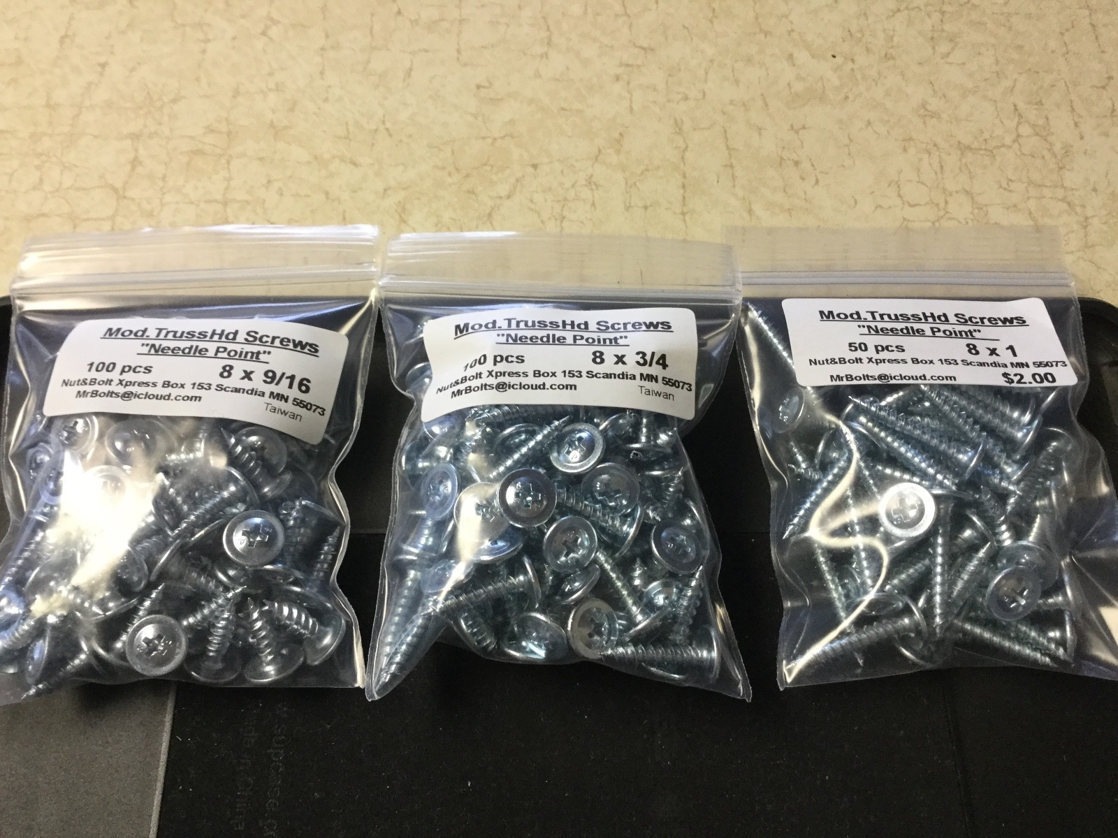 #8 x 9/16, 3/4, 1  in. (Assortment )Sharp Point Lath Phillips Truss (250 pcs)
