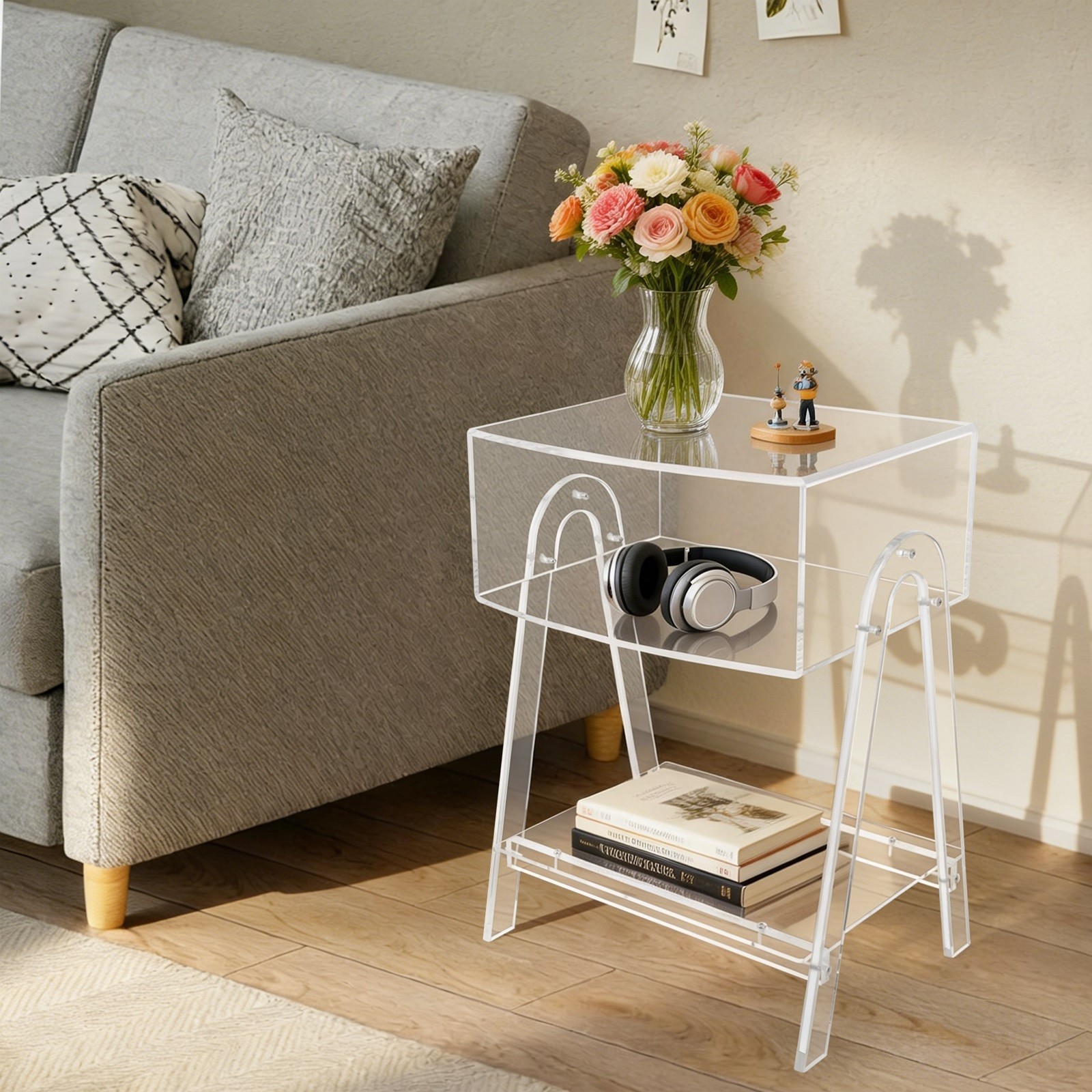 44*32*57cm 3 Tier Acrylic Side Table Tea/Coffee table Clear Nightstand End Table
