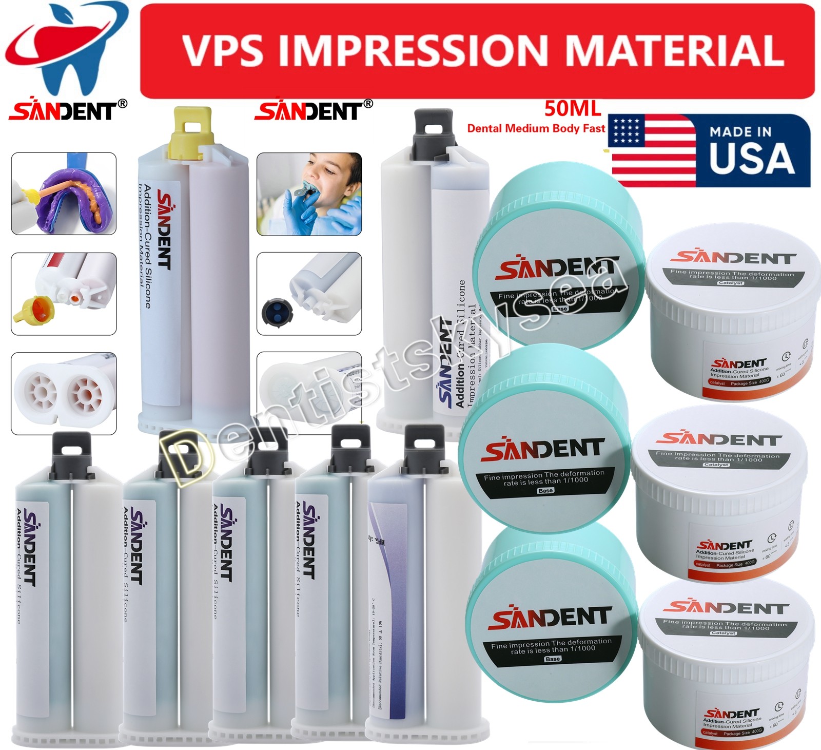HEAVY/LIGHT BODY FAST SET VPS PVS Dental Impression Material Base Cartridges