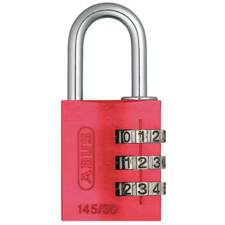 Abus 145/30 Red Combination Padlock, 1 3/8 In, Rectgle, Red